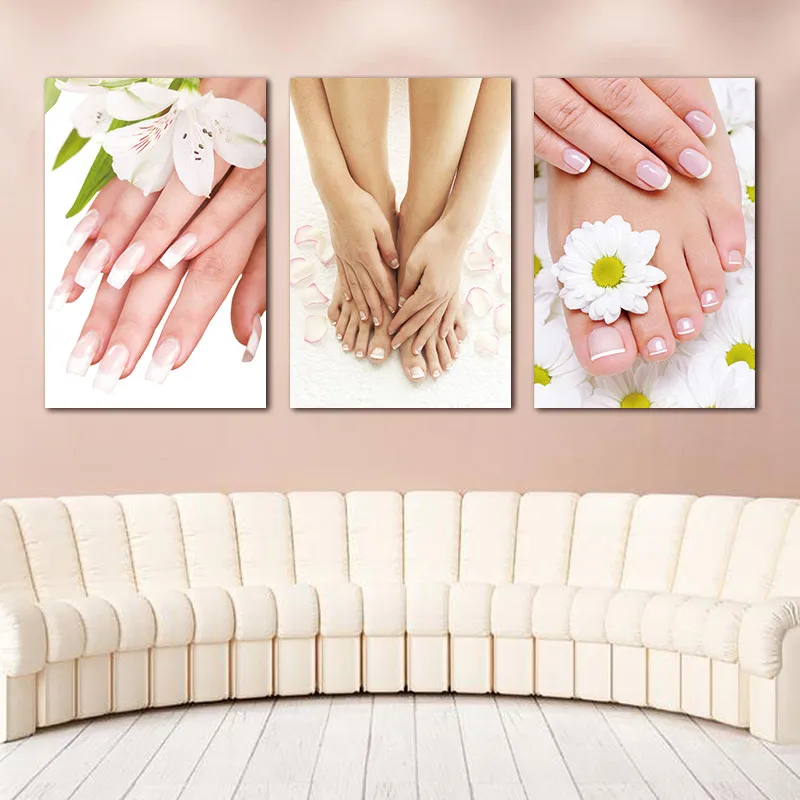 Foot Spa Nail Flower Posters And Prints Canvas Painting Modern Wall Art Pictures For Living Room Home Salon Decor