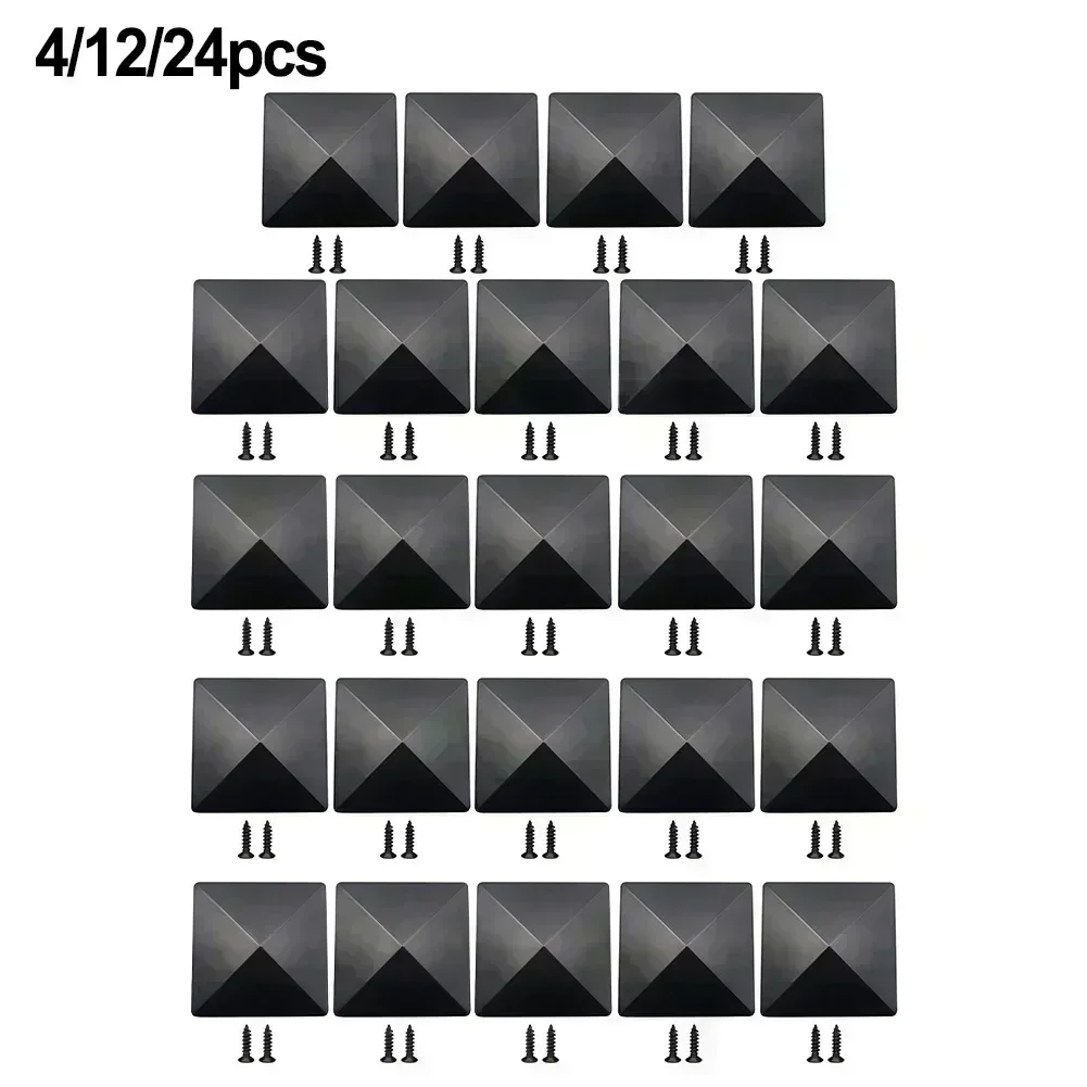 4x4 Post Cap Black Plastic Pyramid Cap Easy Installation Fade Resistance Material Pyramid Design Recessed Holes