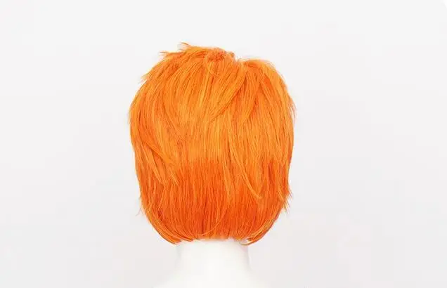 Peluca sintética corta naranja para Cosplay, pelucas de disfraz, pelo + gorro