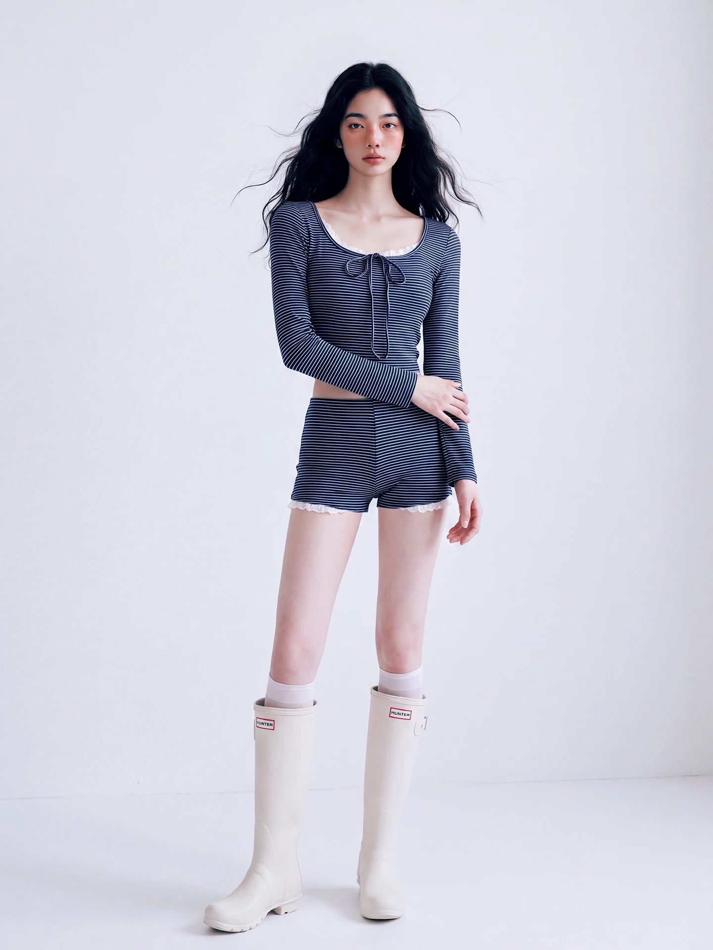 Hello W Pure Desire Long Sleeve Thermal Beach Two Piece Swimsuit Independent Women's Swimming Costume Polyester Spandex Blend