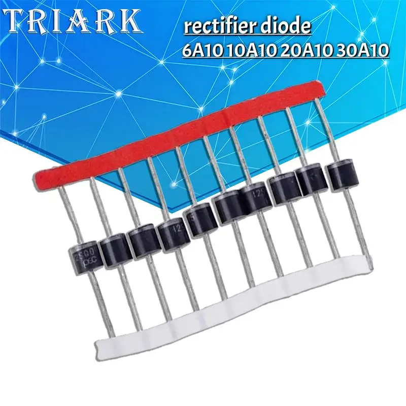 10-20PCS 6A10 10A10 20A10 30A10 R-6 1000V 1KV 6A 10A 20A 30A DIP Axial Rectifier Diode High power rectifier diod