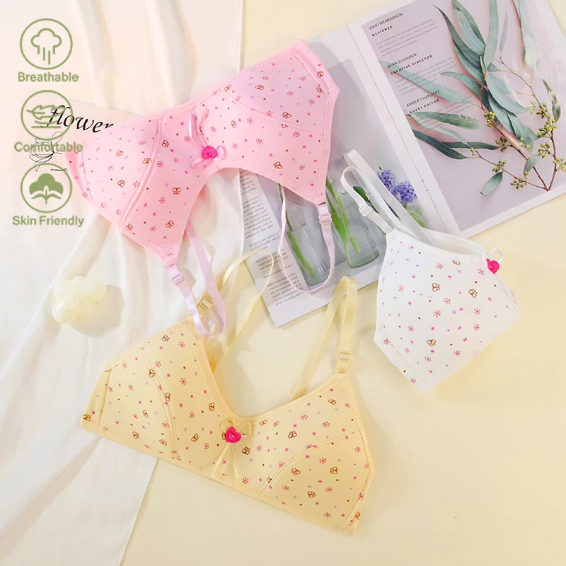 Japanese Sweet Underwear with Small Breasts for High School Students, Girls, No Steel Circles, Thin Wave Point Bra, Breathable a