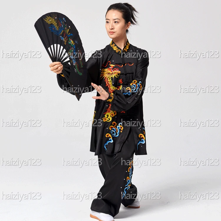 

Embroideried dragon Tai chi uniform Taijiquan clothes Qigong suit Kungfu uniform for male female adults boy girl kids unisex