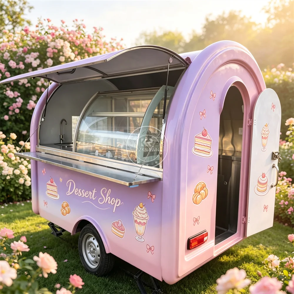 

Street Fast Food Truck Trailer Mobile Catering Trailer Fully Equipped Concession Hot Dog Coffee Food Truck With Full Kitchen