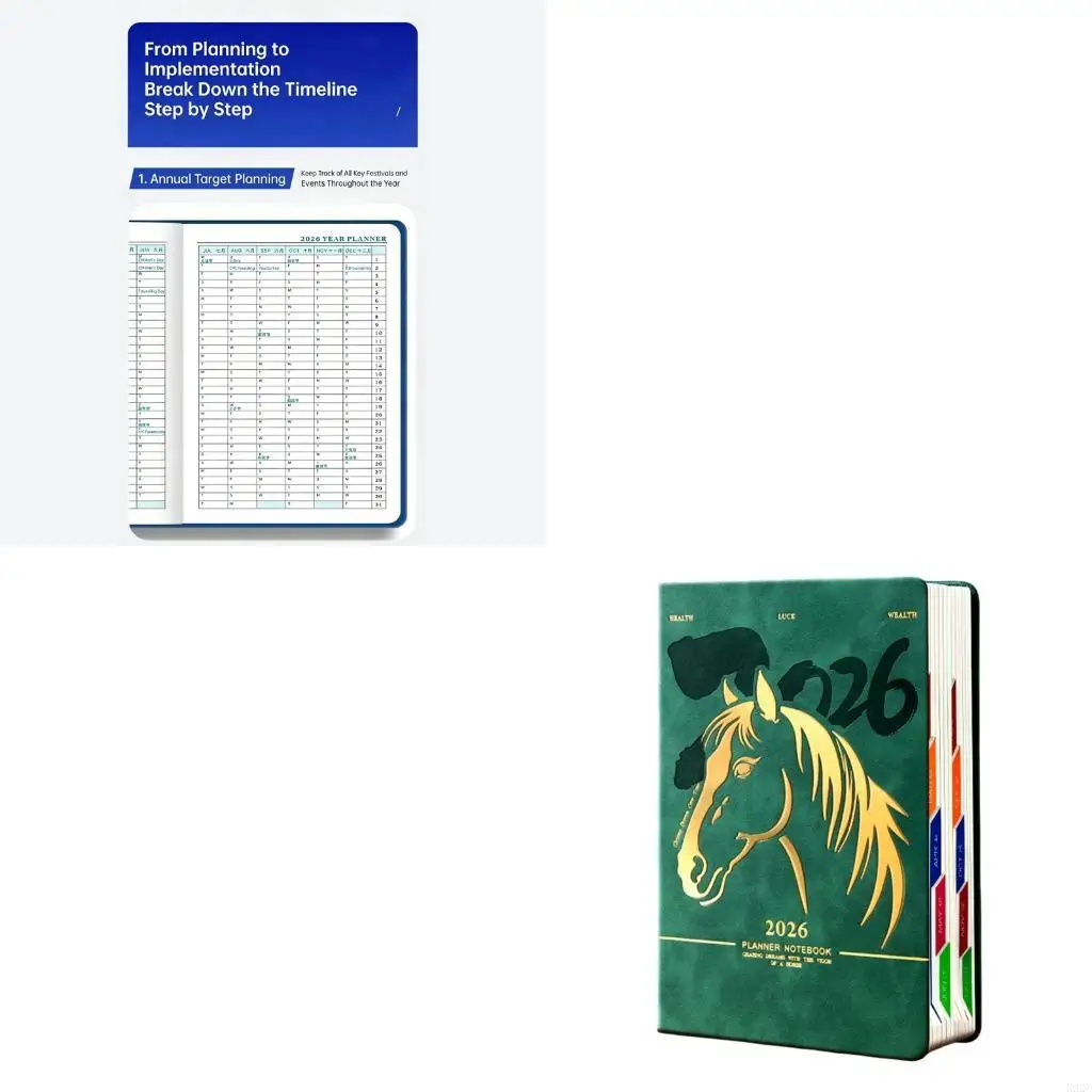 

2026 Day Planner with 400 Pages Daily Academic Planner Notebook for Business Men Women Monthly Weekly Daily Planning K92C