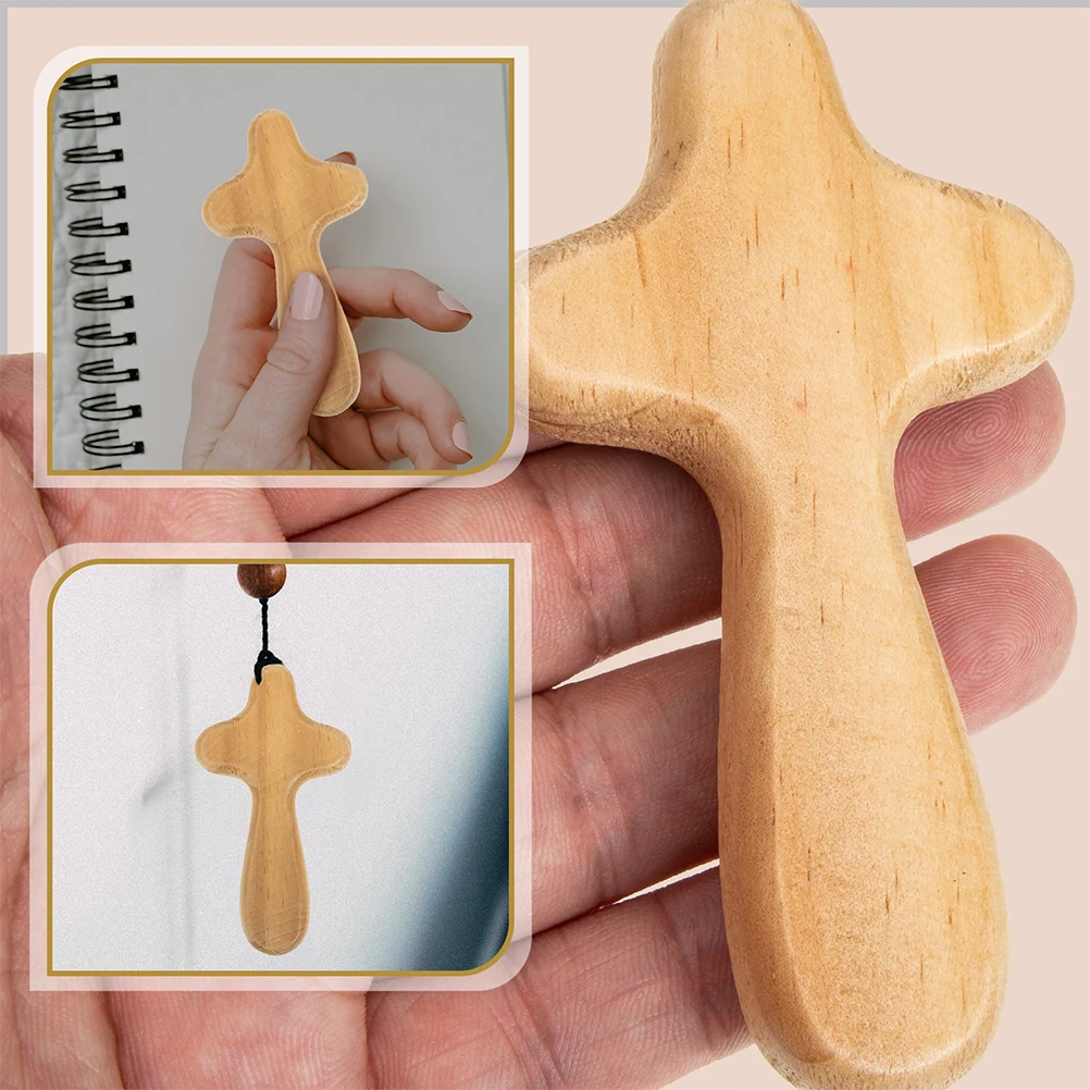 

3Pcs Wooden Cross Ornament Handheld Crosses for Decor Religious Gifts Lightweight Wood Craft with Smooth Finish Ideal for Church