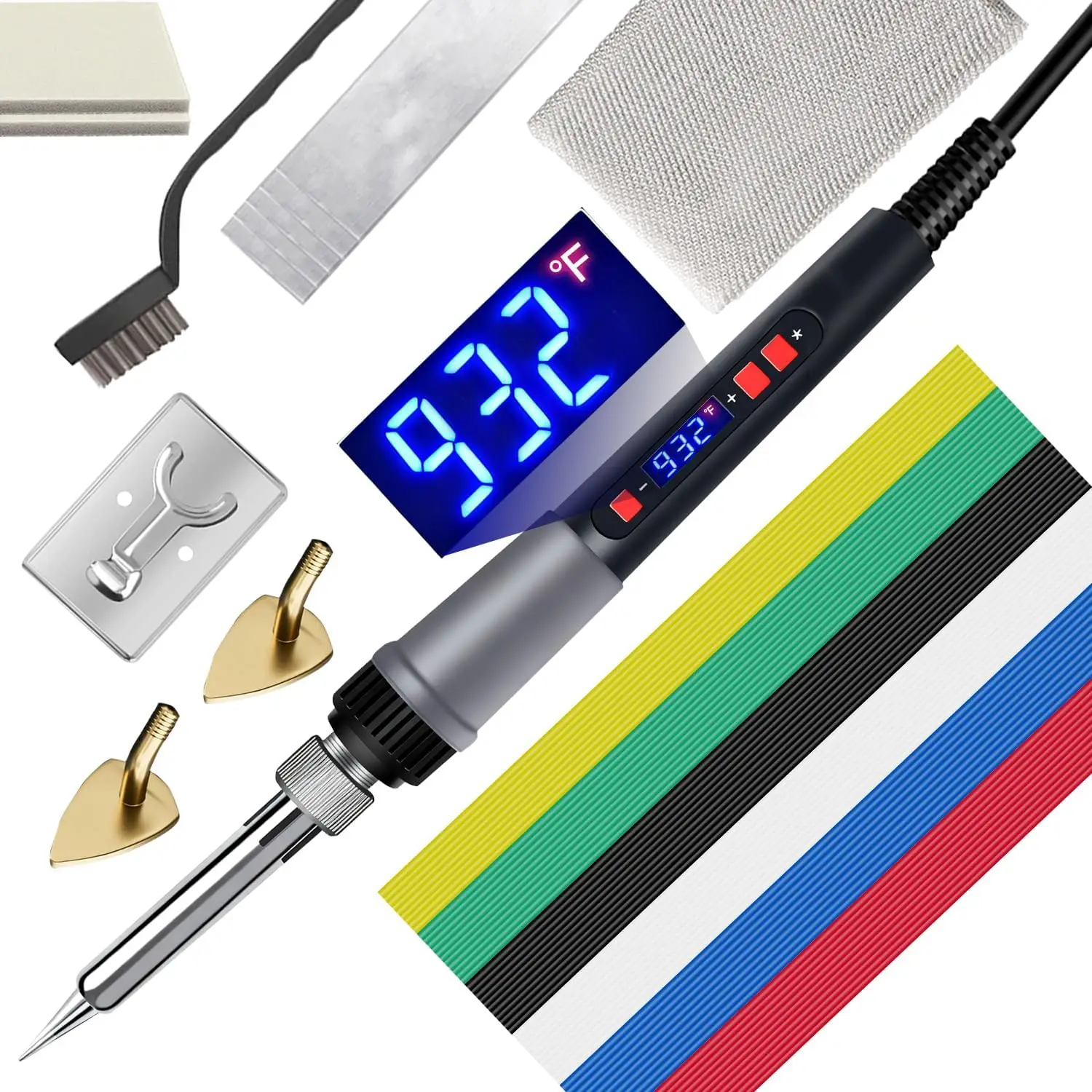 

LED Digital Plastic Welder with Memory, PTC Heated Kit, 3 Tips, 60pcs Rods, Car Bumper Repair