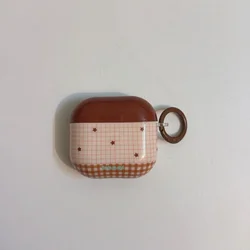 IMD Brown-Pink Plaid Stars Anti-fall Earphone case for Airpods 1, 2, 3, 4, Pro, Pro2, Pro3,