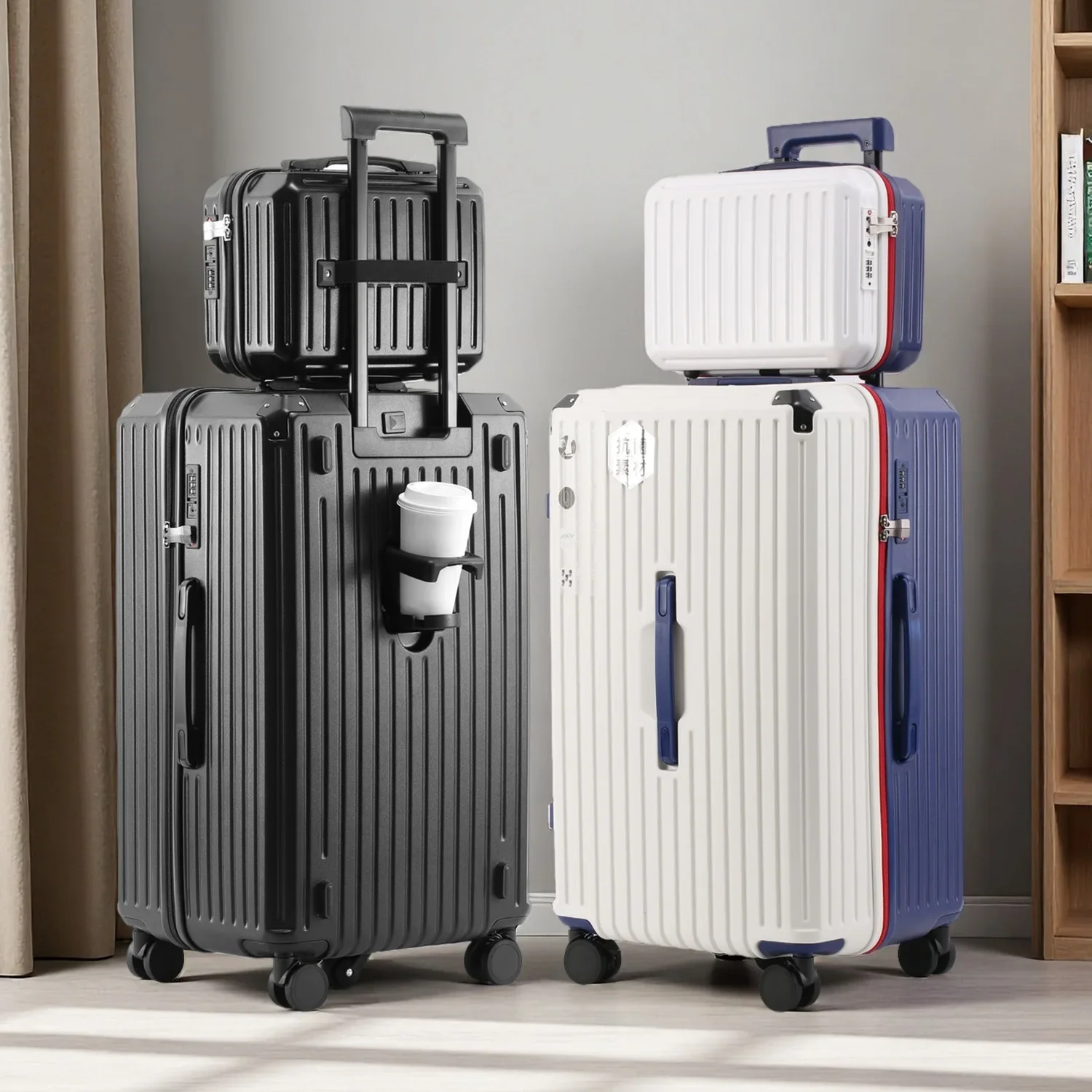 Verdicktes Koffer-Set mit extrem großer Kapazität, ABS + PC-Material, Trolley-Koffer, USB-Ladeschnittstelle, Universal-Räder, Gepäck