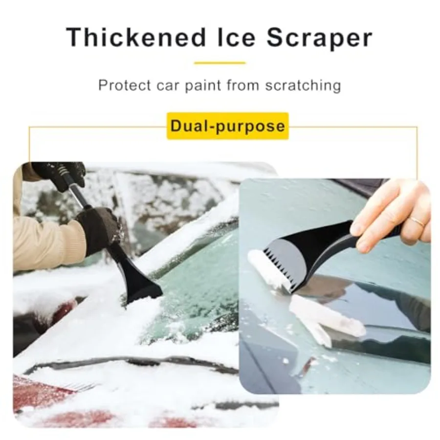 53インチ伸縮式スノーブラシ、車、SUV、トラック用アイススクレーパー、360度回転式取り外し可能なヘッドと10インチの傷防止機能付き