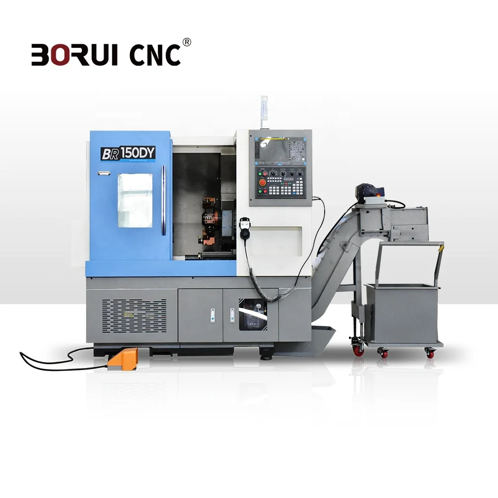 BoRui BR150DY Power Turret Y Axis 2 Axic CNC Lathe Machine High Speed Mini Lathe Torno Slant Bed CNC Lathe Machine