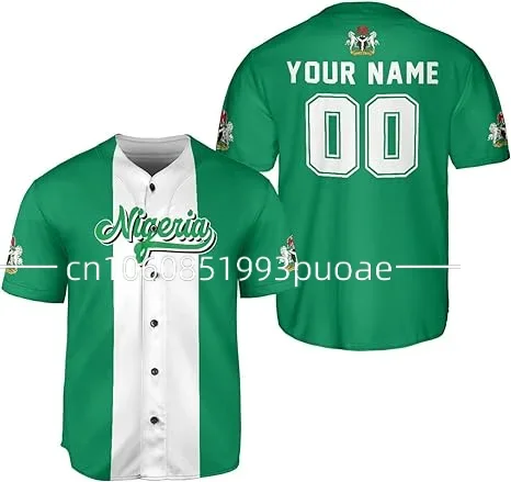 Baseball Jersey Personalized Name Nigeria 3D Baseball Shirt Gift Casual Fashion Men's and Women's Clothing