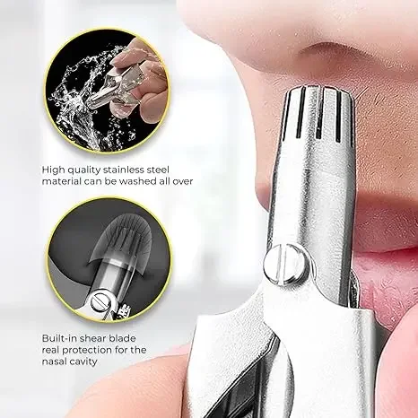 Nose Hair Trimmer For Man Woman Waterproof Stainless Steel Hairs Grooming Device, Portable Nose Hair Trimmer With Cleaning Brush