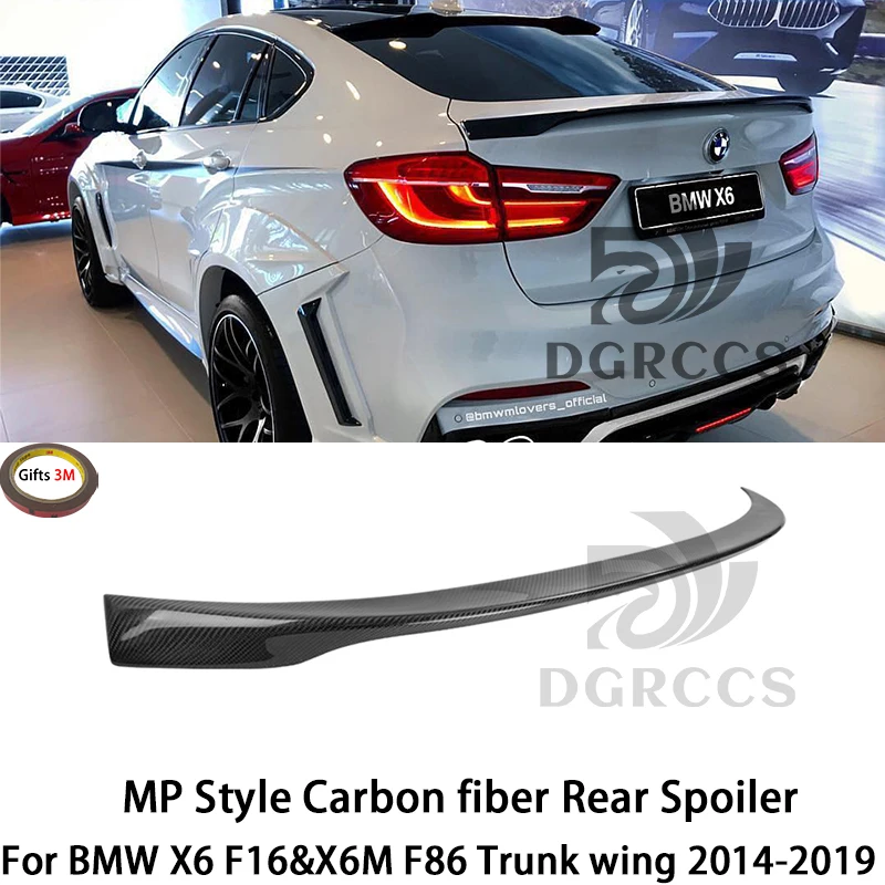 

For BMW X6 F16&X6M F86 MP Style Carbon fiber Rear Spoiler Trunk wing 2014-2019 Carbon fiber Glossy black FRP primer