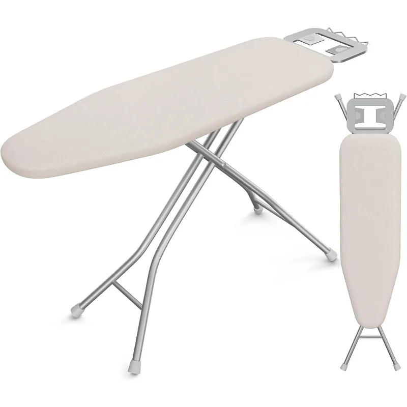 

Foldable Ironing Board, Heavy Duty Iron Board with 9 Adjustable Heights, 4 Layer Cover and Safety Iron Rest,Beige