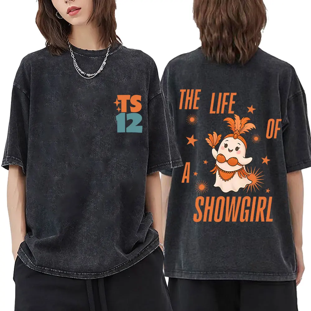 

Washed Vintage The Life of A Showgirl Album 2025 Graphic T-shirt Men Women Fashion Casual Short Sleeve T-shirts Unisex T Shirts
