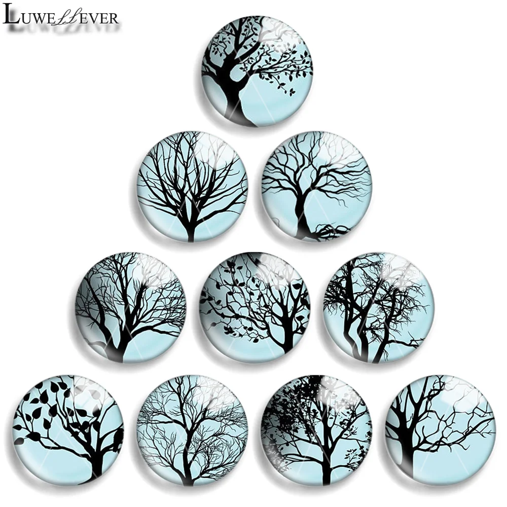 12mm 10mm 20mm 25mm 30mm 40mm 892 Tree Mix Round Glass Cabochon Jewelry Finding 18mm Snap Button Charm Bracelet