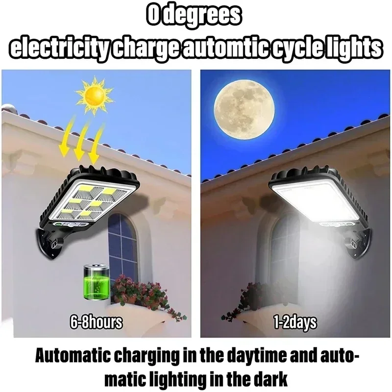 Nice Solar Street Lights Outdoor 108COB LED Solar Wall Lamp With 3 Lighting Mode Motion Sensor Security For Garden Patio Path Ya