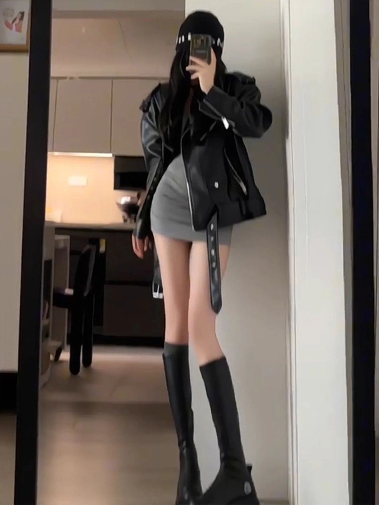 Coole Bla Lederjacke für Damen 2025 Neue Herbst-Kollektion Hochwertiges Street-Style PU-Lederjacke Top für Pendler Lässiger Schnitt