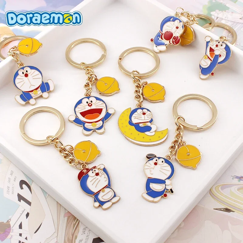 Anime Doraemon Keychain Trinket Jewelry Kawaii Car Key Chain Key Ring Cartoon Backpack Pendant Decorations Kids Birthday Gift