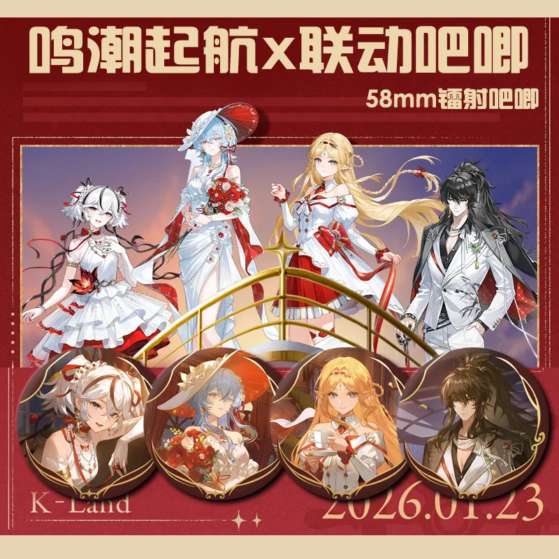 58mm Wuthering Waves Game Brooch Chun Cartethyia The Shorekeeper Qiu Yuan Anime Character Badge Backpack Decor Collectible Gift