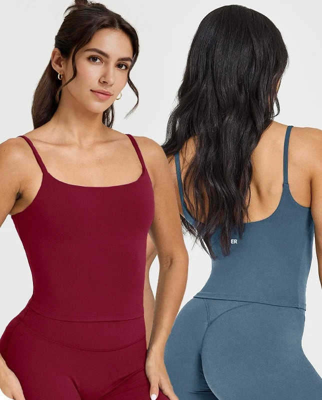 Women Thin Strap Padded Yoga Cami Crop Top High Waist Straight Flare Yoga Pants Stretch Gym Pilates Sport Daily Training Wear