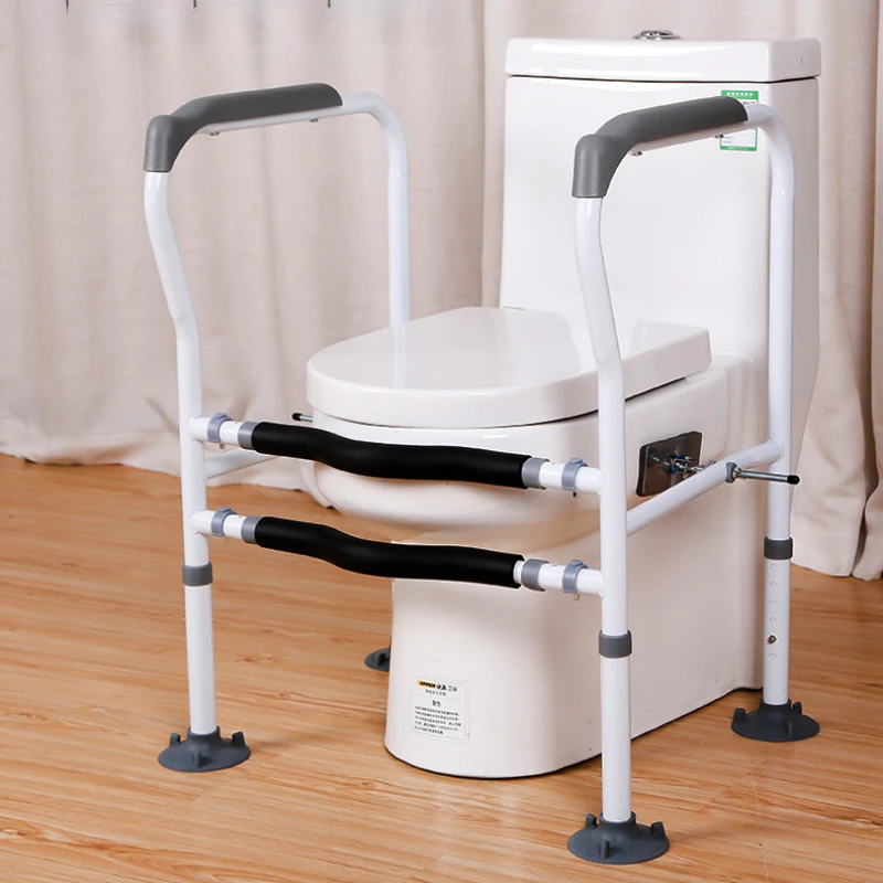 

Carbon Steel Toilet Safety Rail Vacuum Suction Bathroom Handrail Anti-Tip Elderly Toilet Assist Adjustable Sit-Stand Support