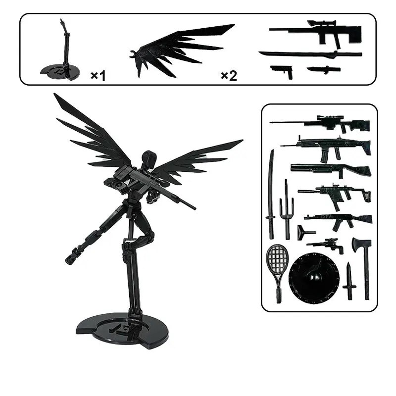3d Printing Multi-Jointed Action Figure 13 Movable Lucky Robot With Large Wings And Stand Assembly Model Dummy Collectible Gifts