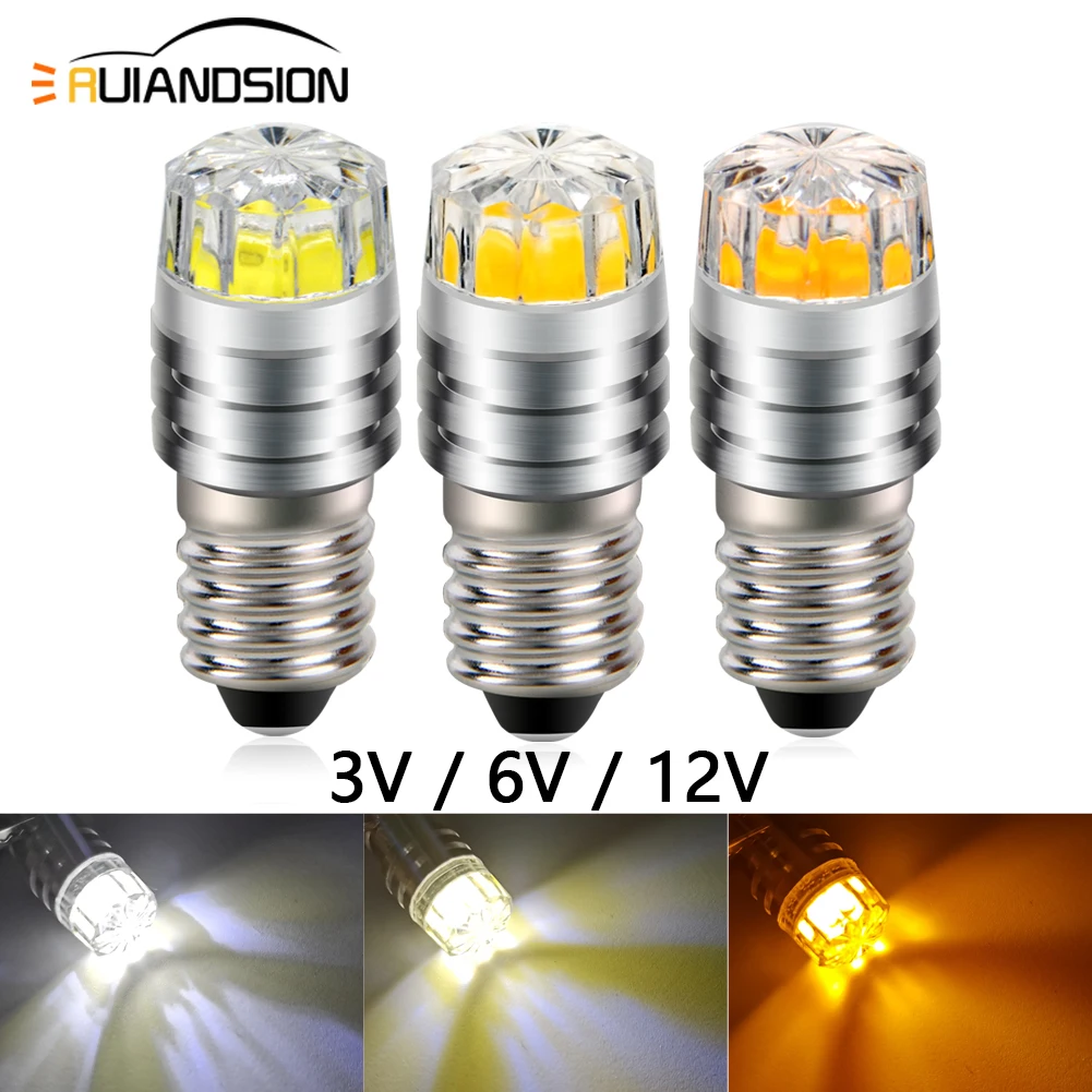 E10 2W COB LED Flashlight Bulb Flower Shape Design 150LM Super Bright Upgrade Replacement for Torch Work Light Bike Lamp 2-Pack