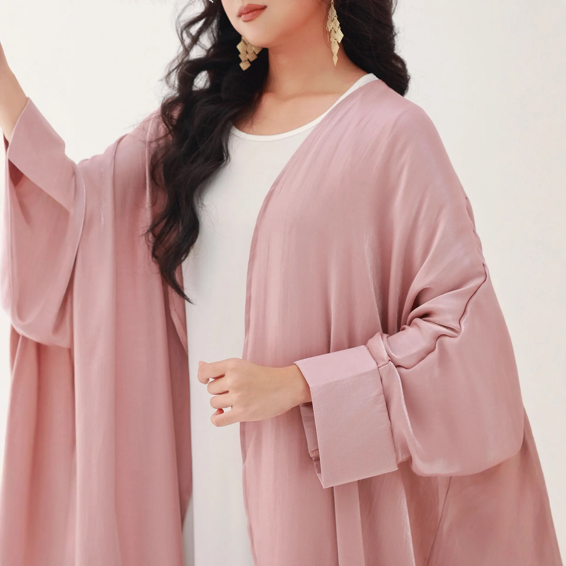 Offener Abaya-Kimono für Frauen, langes Kleid, Strickjacke, muslimisches Dubai, arabisches Sommerparty, Ramadan-Kaftan-Kleid, Jalabiya, islamische Kleidung