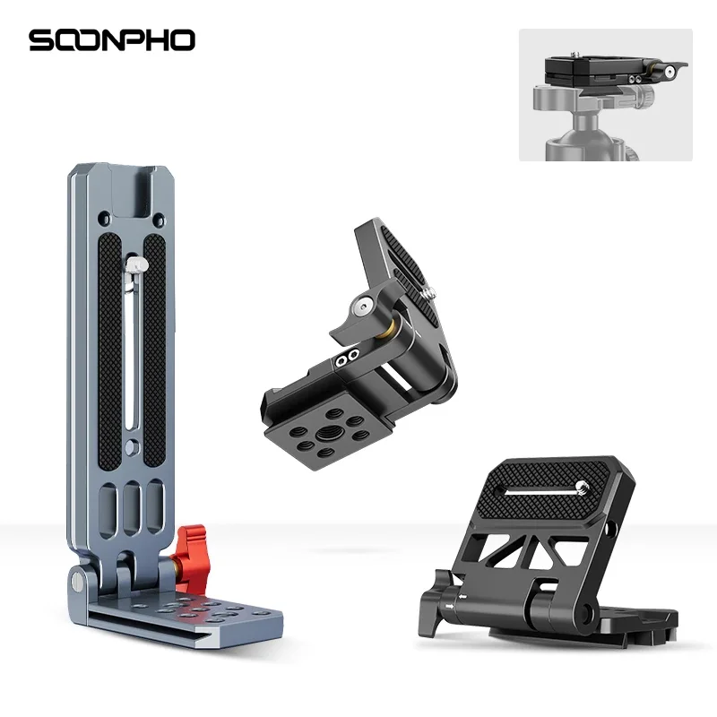 Soonpho لوحة الإصدار السريع قابلة للطي L قوس كاميرا عالمية 1/4 بوصة برغي فيديو ل RS3 ترايبود Gimbal حامل البث المباشر