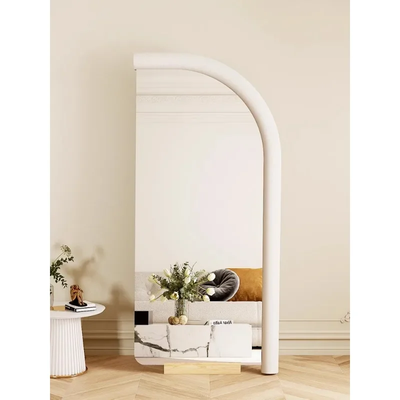 For French Floor Mirror Cream Style Home Bedroom Full Body Dressing  Clothing Store Shaped Flannel HD Fitting