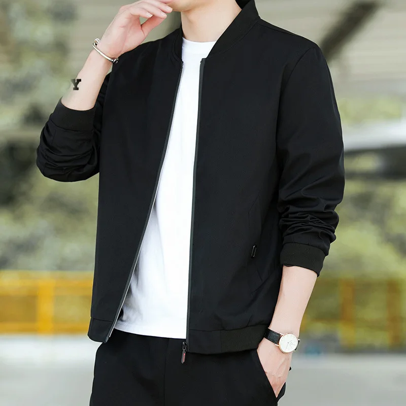

Bomber Jacket Men Large Size 5XL Windbreaker Black Male Clothing Loose Baseball Collar Korean Fashion Autumn Clothes Coats E179