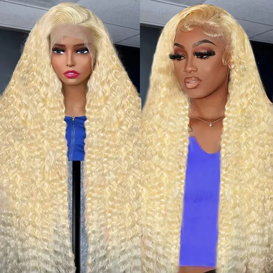 

180% 30 32 Inch Curly 613 Honey Blonde Lace Front Wig Human Hair Color Loose Deep Wave 13x6 HD Water Wave Lace Frontal Wig