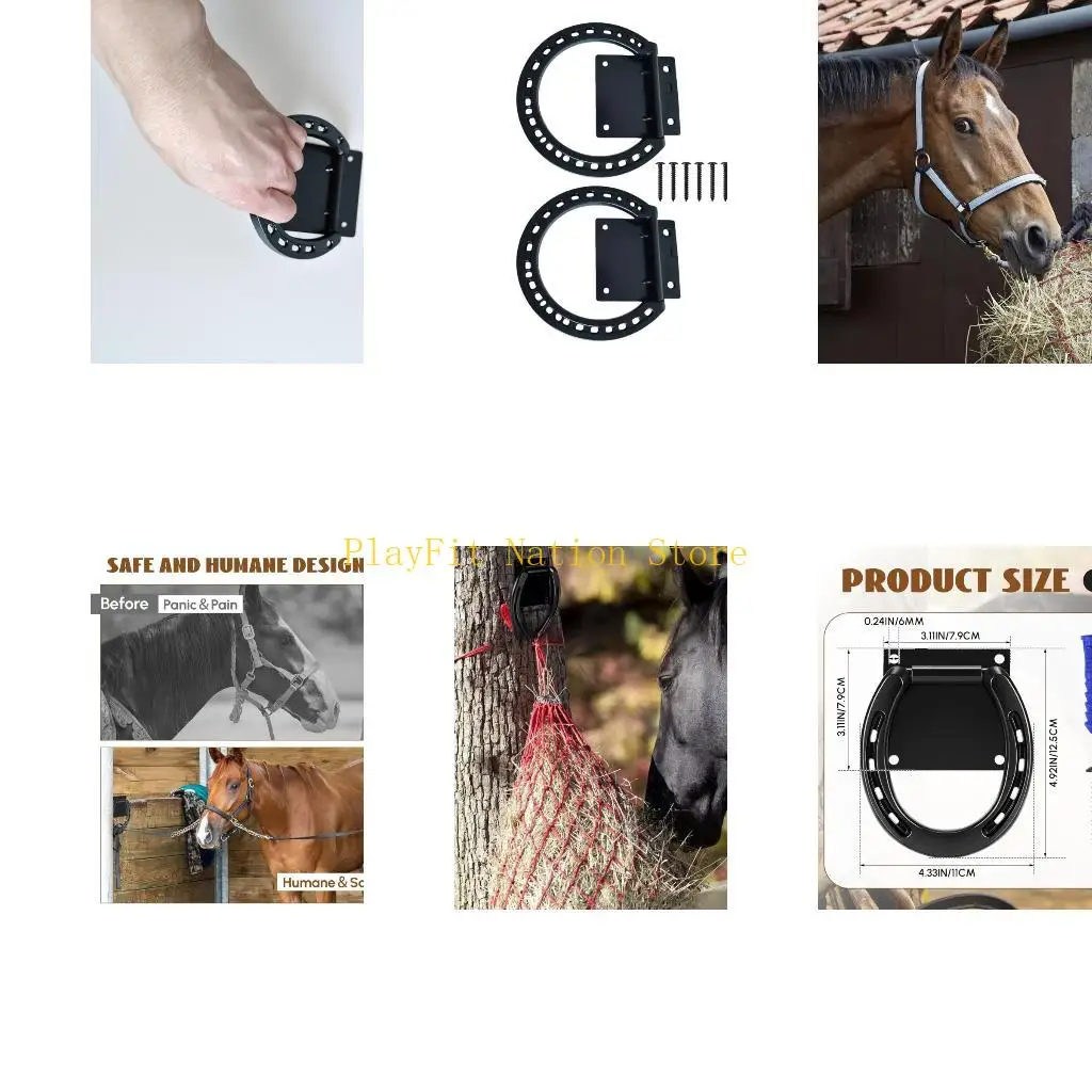 

242F 2Pcs Quick Install Solid Metal Horse Tie Fastener Horse Tie Rings with Expansion Screws Horse Gear Attachments Enduring