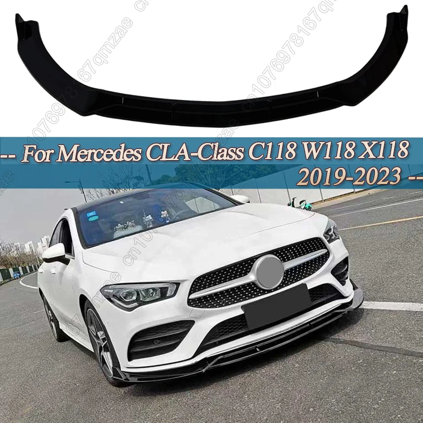

Защитный передний сплиттер, бампер для Mercedes-Benz CLA-Class C118 W118 X118 2019-2023, глянцевый черный/карбоновый вид BodyKit Tuning