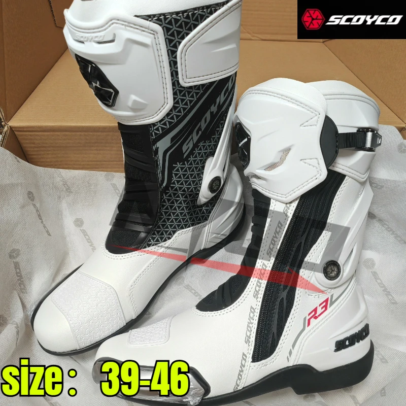 SCOYCO Motorcycle Boots for Men Women Off-Road Riding Durable Anti-Slip Sole Ankle Support Motorcycle Boots Men