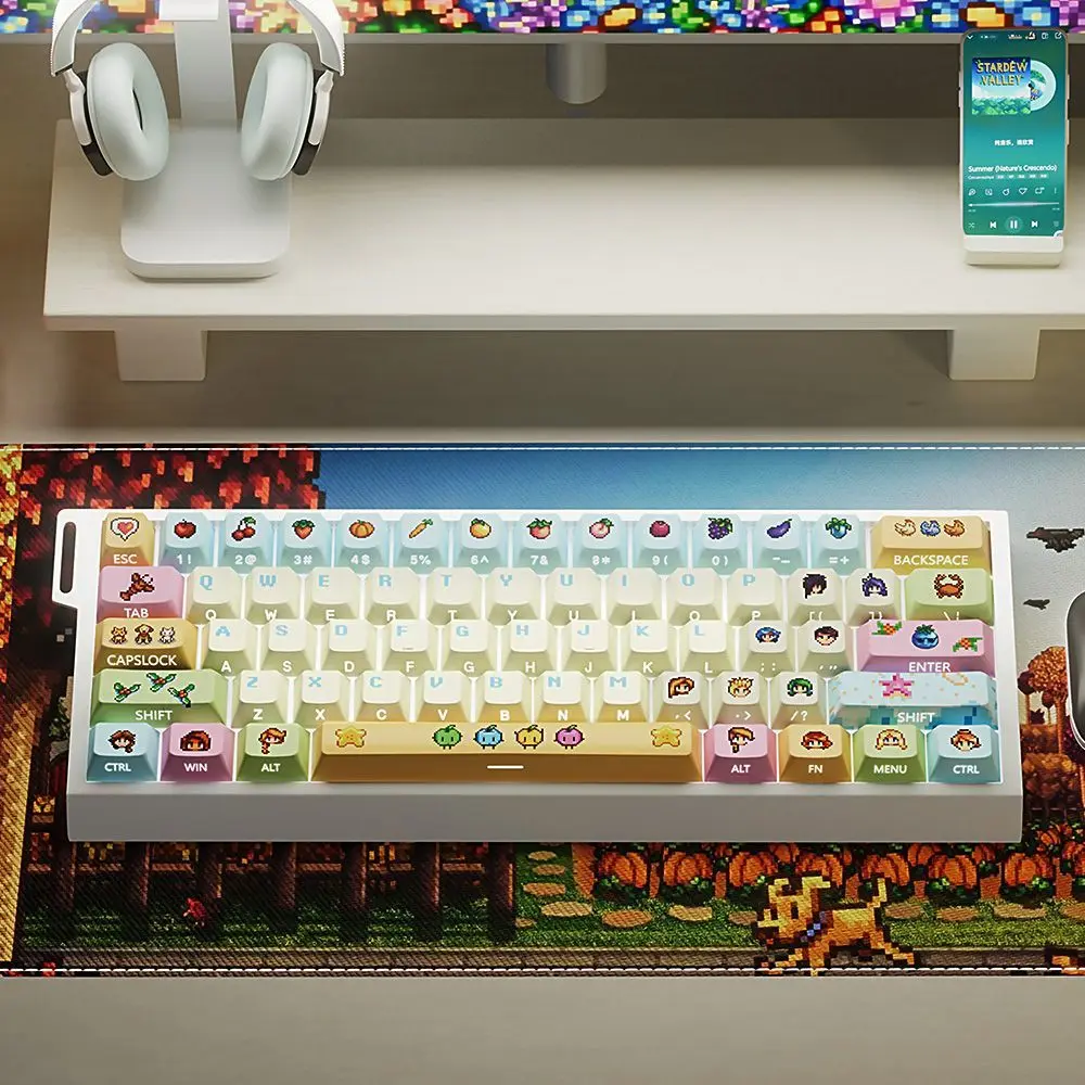 Llavero con teclado mecánico Xinglu Valley, juego de teclas translúcidas grabadas lateralmente, PBT, lindo, tapa de cereza, veteado de 74 teclas