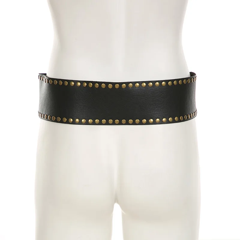 SUCHCUTE موضة مشبك معدني حزام جلد عريض خمر الشارع الشهير 2000s حزام فاسق Y2k الزينة اليومية شيك حزام الصيف #6