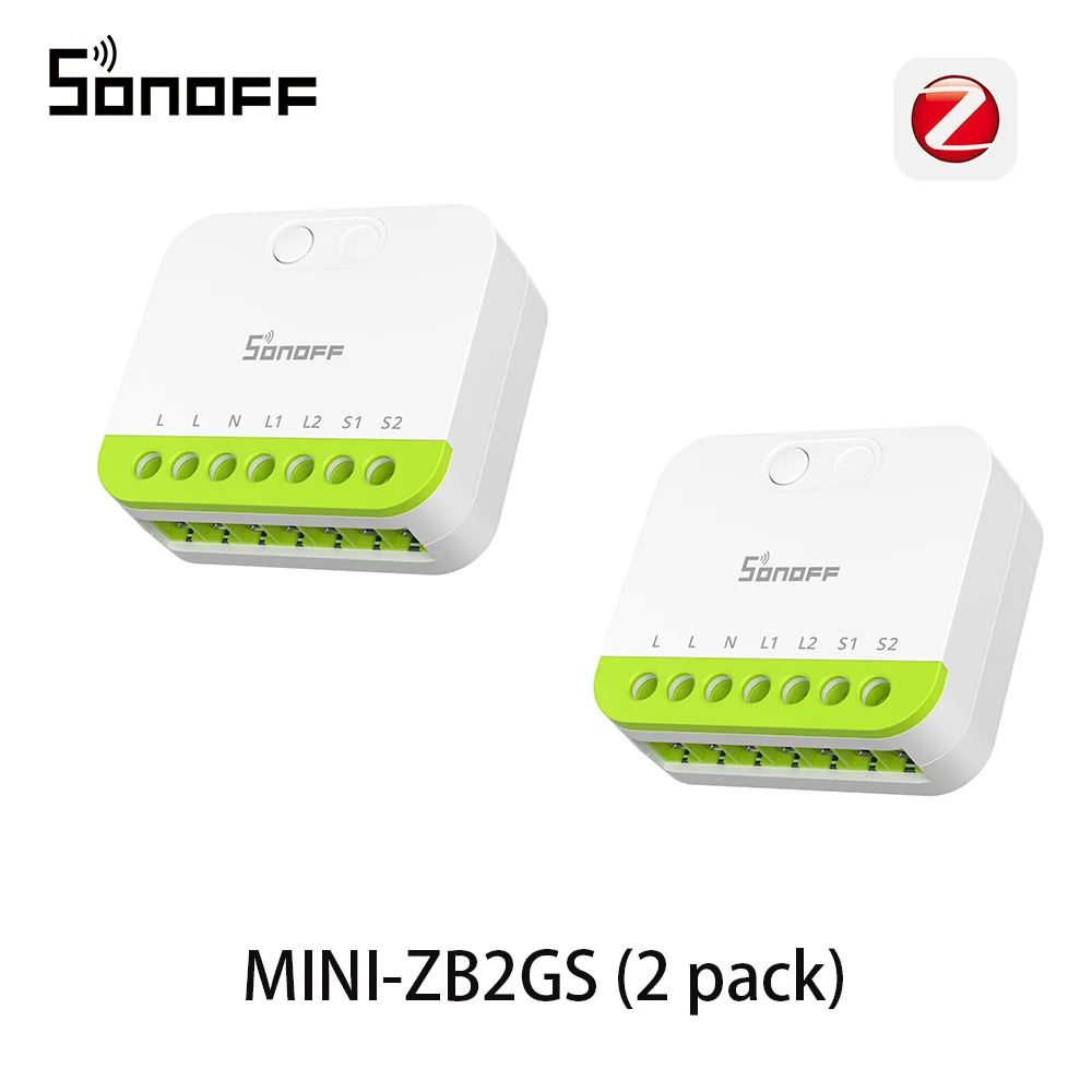 SONOFF MINI-ZB2GS MINI DUO 2-voudige Zigbee Smart Switch Dual Load Control Zigbee 3.0-compatibiliteitssignaal met meerdere Zigbee Hub