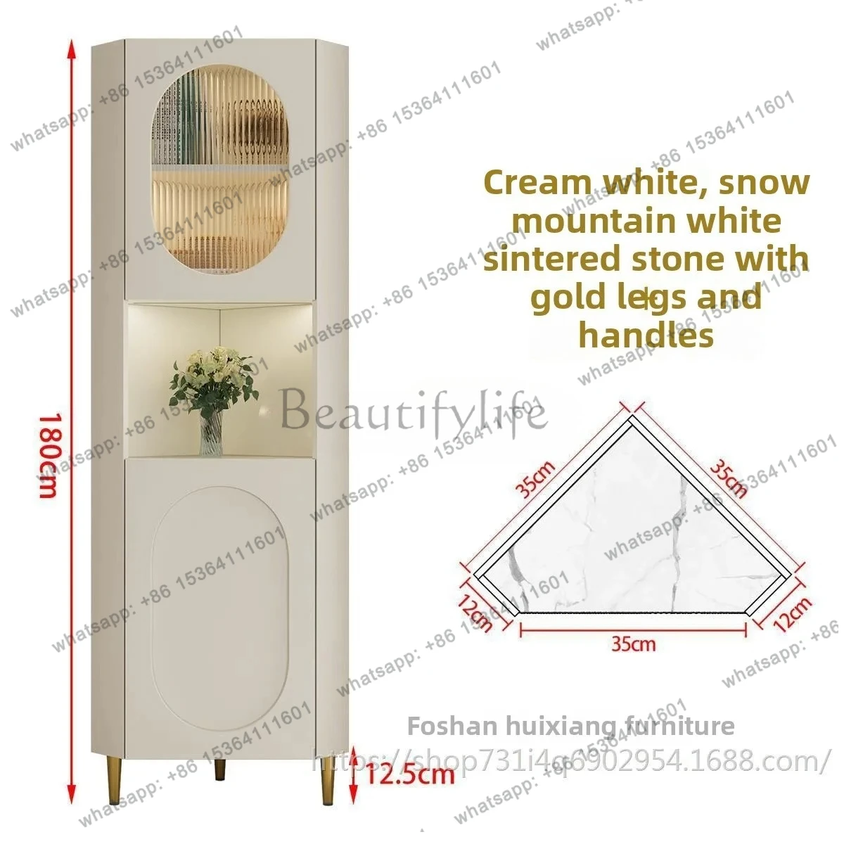 Light Luxury Storage Rack Corner Cabinet Rotating Home Living Room Dining Side Storage Corner Organizer Triangle Cabinet