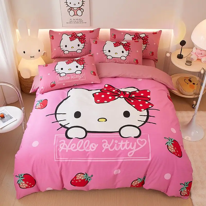 

Sanrio Melody 3pcs Bedding Set, Soft Cotton Quilt Cover with Pillowcase and Fitted Bed Sheet, Cute Bedroom Gift for Girls Kids