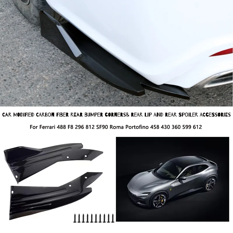 Rear Bumper Lip Diffuser Splitter Canard Protector Front For Ferrari 488 F8 296 812 SF90 Roma Portofino 458 430 360 599 612