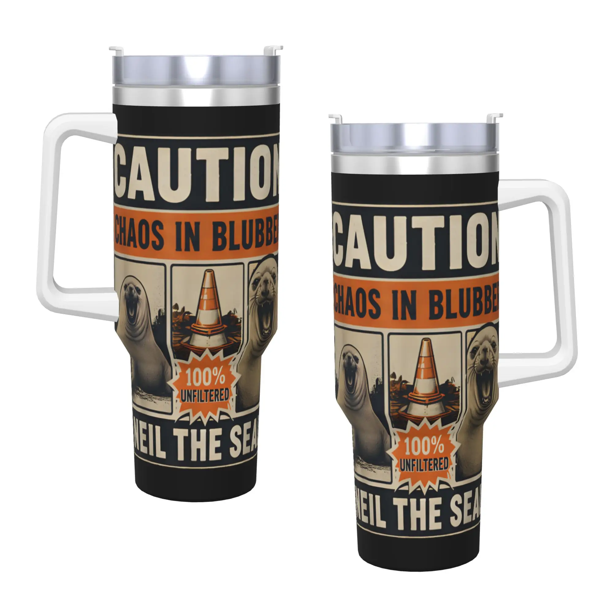 Neil the Seal  Tumbler  Cold Drink Water Bottle Keep Heat Stainless Steel Thermal Mug Graphic Travelist Mugs Cup