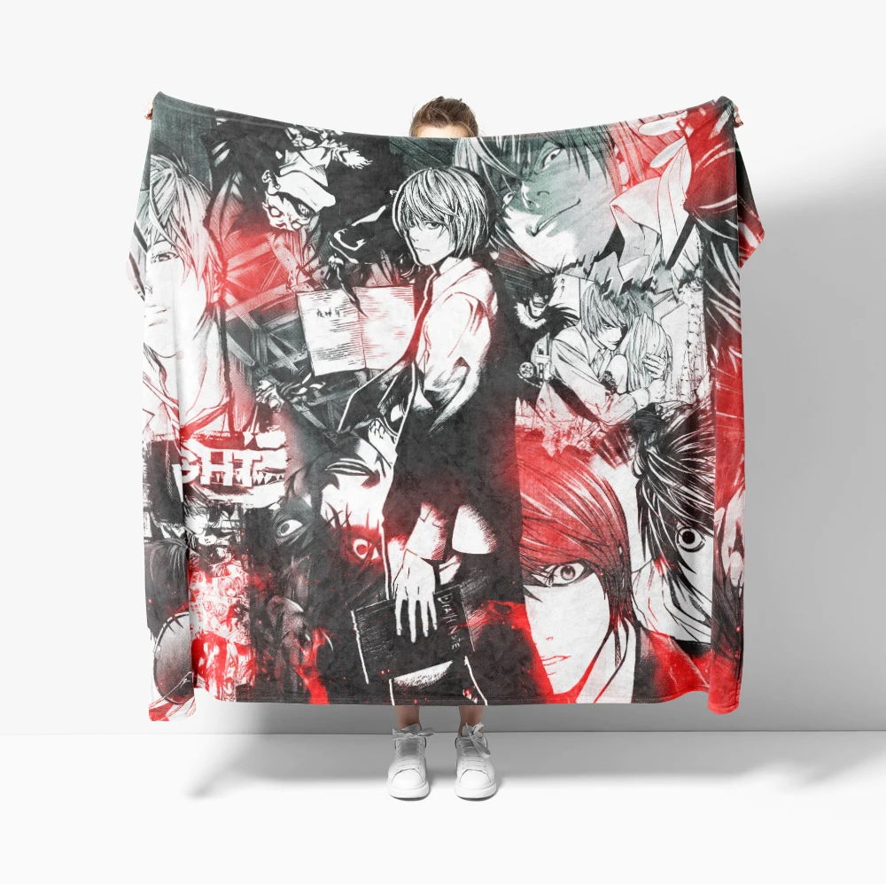 DEATH NOTEs Flannel Blanket for Sofa Decoration Film Blanket Anime Throw Blankets For Bed for Dormitory Bedroom