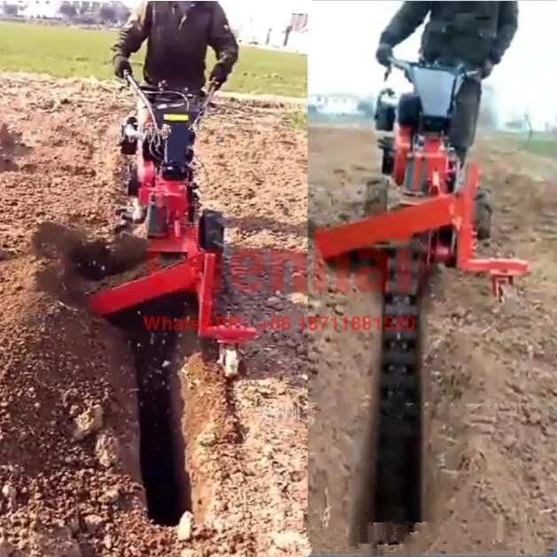 Various types of chain type trenching ditching machine Multifunctional orchard walking tractor chain type trenching machine