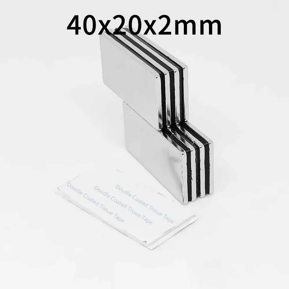 40x20x2mm Block Strong Powerful Magnets With Self - Adhesive Tape 40*20*2 Long Neodymium Magnet Sheet 20x10x2 20x10x1 30*10*1