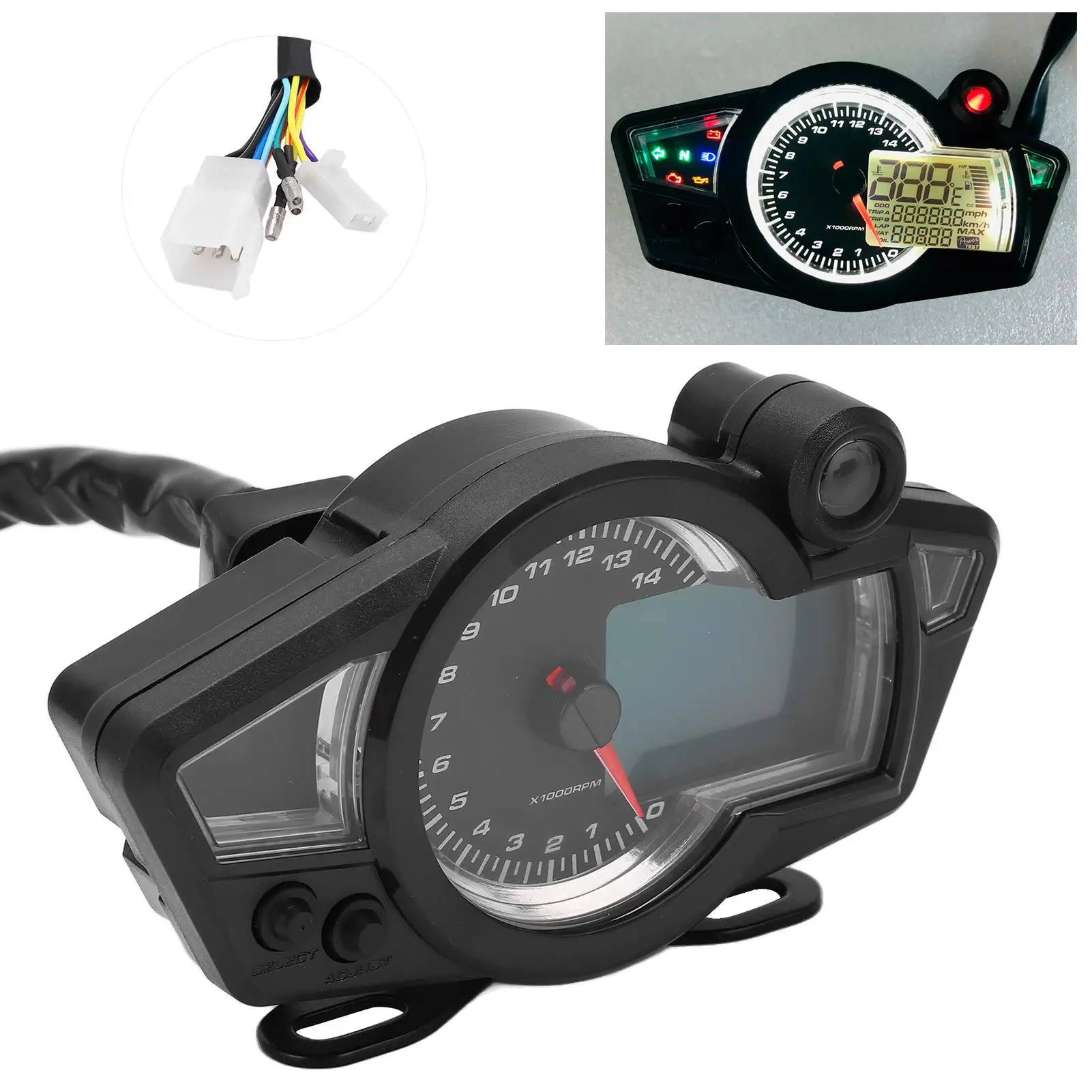 Motorcycle Speedometer Durable Anti Glare Backlight Motorcycle Tachometer for atv UTV 1 2 4 Cylinder