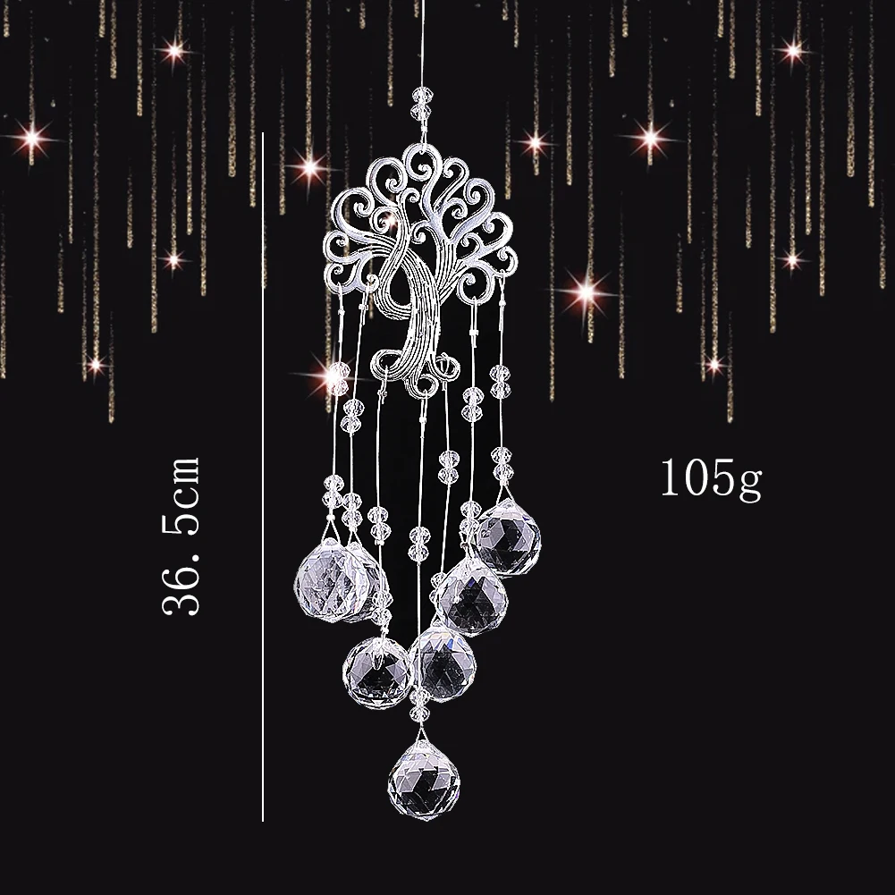 Suncatcher Tree of Life Crystal Ball Prisms Pendant Sunshine Collection Rainbow Maker Wind Chimes Home Yard Garden Hanging Decor