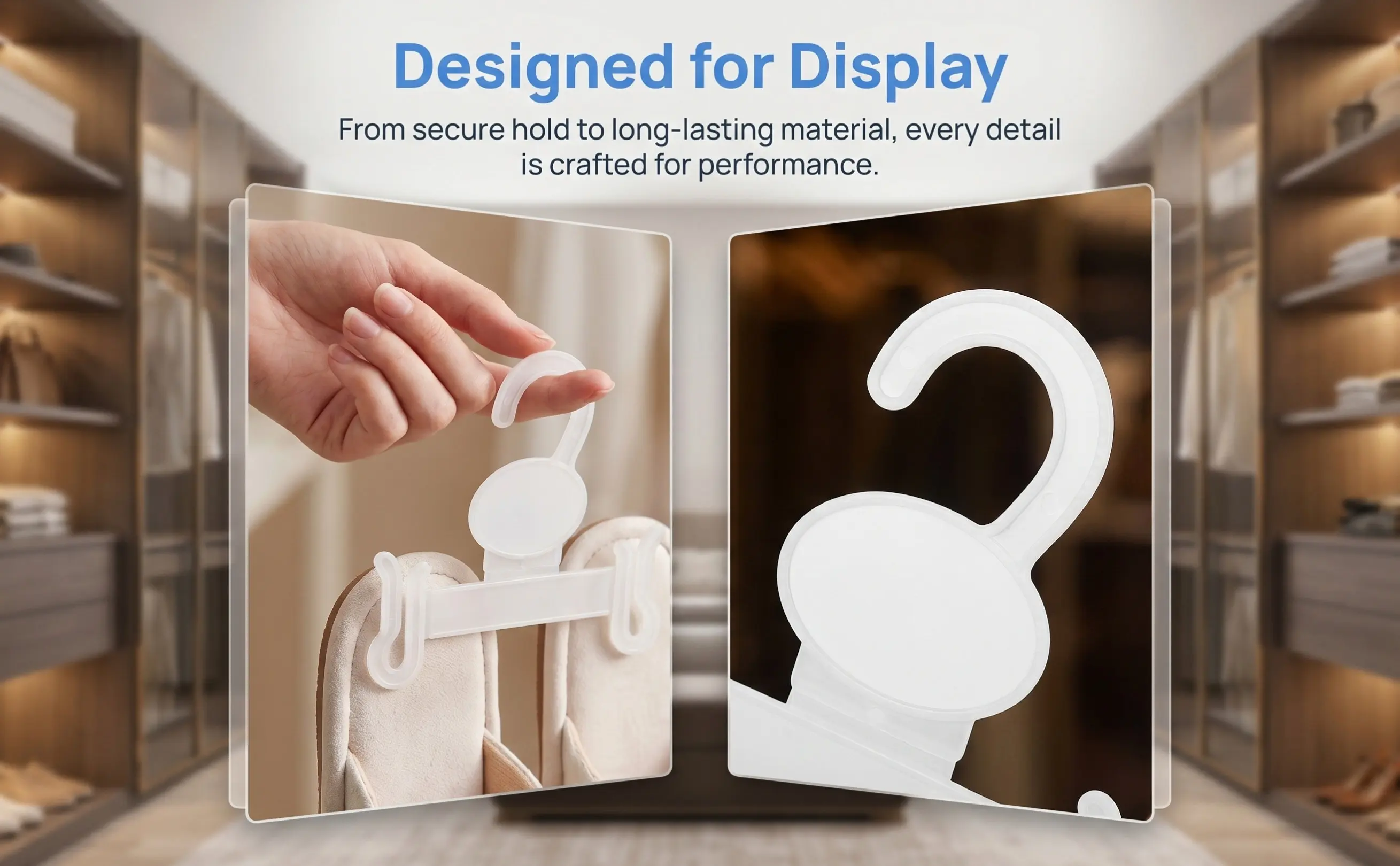 100Pcs Retail Shoe Hanger Hooks Slipper Organizer for Sandals Space Saving Minimalist Design Wall Mount Shoe Display